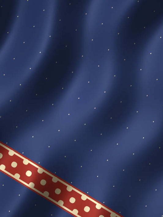 Dabu: indigo bagru block print with a madder border, drape