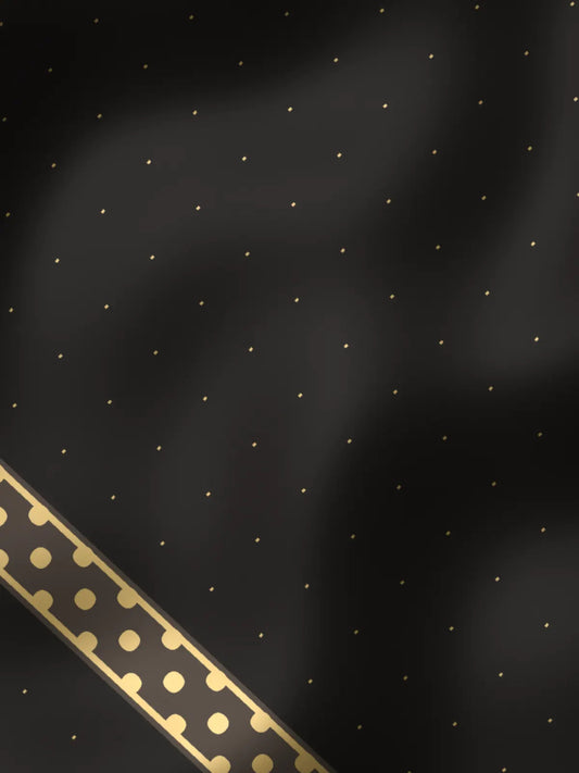 Jaal: black silk with a handcrafted cutwork border, drape